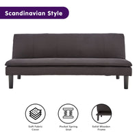 Thumbnail for Sarantino 3 Seater Modular Faux Linen Fabric Sofa Bed Couch - Black