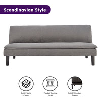 Thumbnail for Sarantino 3 Seater Modular Faux Linen Fabric Sofa Bed Couch -Dark Grey