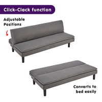 Thumbnail for Sarantino 3 Seater Modular Faux Linen Fabric Sofa Bed Couch -Dark Grey