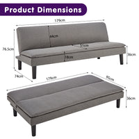 Thumbnail for Sarantino 3 Seater Modular Faux Linen Fabric Sofa Bed Couch -Dark Grey