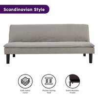 Thumbnail for Sarantino 3 Seater Modular Faux Linen Fabric Sofa Bed Couch Light Grey