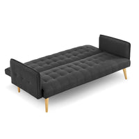 Thumbnail for Sarantino 3 Seater Modular Linen Fabric Sofa Bed Couch - Black