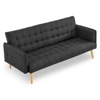 Thumbnail for Sarantino 3 Seater Modular Linen Fabric Sofa Bed Couch - Black