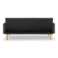 Thumbnail for Sarantino 3 Seater Modular Linen Fabric Sofa Bed Couch - Black