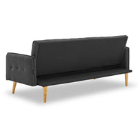 Thumbnail for Sarantino 3 Seater Modular Linen Fabric Sofa Bed Couch - Black