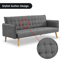 Thumbnail for Sarantino 3 Seater Modular Linen Fabric Sofa Bed Couch Armrest Grey