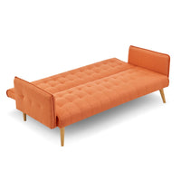 Thumbnail for Sarantino 3 Seater Modular Linen Fabric Sofa Bed Couch Armrest Orange