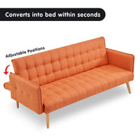 Thumbnail for Sarantino 3 Seater Modular Linen Fabric Sofa Bed Couch Armrest Orange