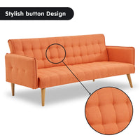 Thumbnail for Sarantino 3 Seater Modular Linen Fabric Sofa Bed Couch Armrest Orange