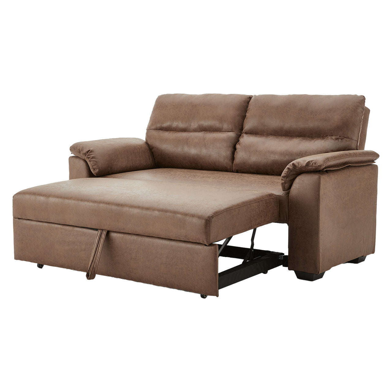 Sarantino Distressed Fabric Sofa Bed Couch Lounge - Brown