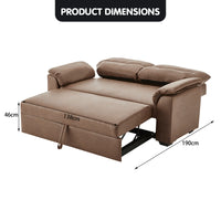 Thumbnail for Sarantino Distressed Fabric Sofa Bed Couch Lounge - Brown