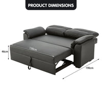 Thumbnail for Sarantino Faux Leather Sofa Bed Couch Lounge - Black