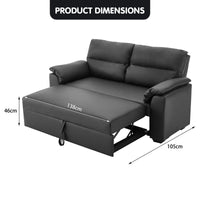 Thumbnail for Sarantino Faux Leather Sofa Bed Couch Lounge - Black