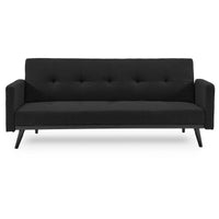 Thumbnail for Sarantino Tufted Faux Linen 3-Seater Sofa Bed with Armrests - Black