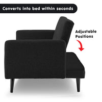 Thumbnail for Sarantino Tufted Faux Linen 3-Seater Sofa Bed with Armrests - Black