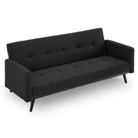 Thumbnail for Sarantino Tufted Faux Linen 3-Seater Sofa Bed with Armrests - Black