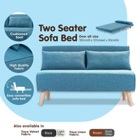 Thumbnail for Sarantino Adjustable Corner Sofa 2-Seater Lounge Linen Bed Seat - Blue