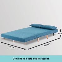 Thumbnail for Sarantino Adjustable Corner Sofa 2-Seater Lounge Linen Bed Seat - Blue