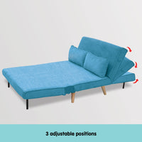 Thumbnail for Sarantino Adjustable Corner Sofa 2-Seater Lounge Linen Bed Seat - Blue