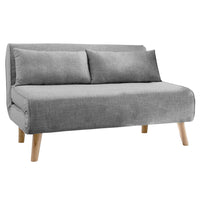 Thumbnail for Sarantino 2-Seater Adjustable Sofa Bed Lounge Faux Linen - Grey