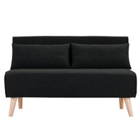 Thumbnail for Sarantino 2-Seater Adjustable Sofa Bed Lounge Faux Velvet - Black