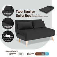 Thumbnail for Sarantino 2-Seater Adjustable Sofa Bed Lounge Faux Velvet - Black