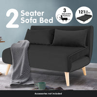 Thumbnail for Sarantino 2-Seater Adjustable Sofa Bed Lounge Faux Velvet - Black