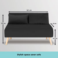 Thumbnail for Sarantino 2-Seater Adjustable Sofa Bed Lounge Faux Velvet - Black