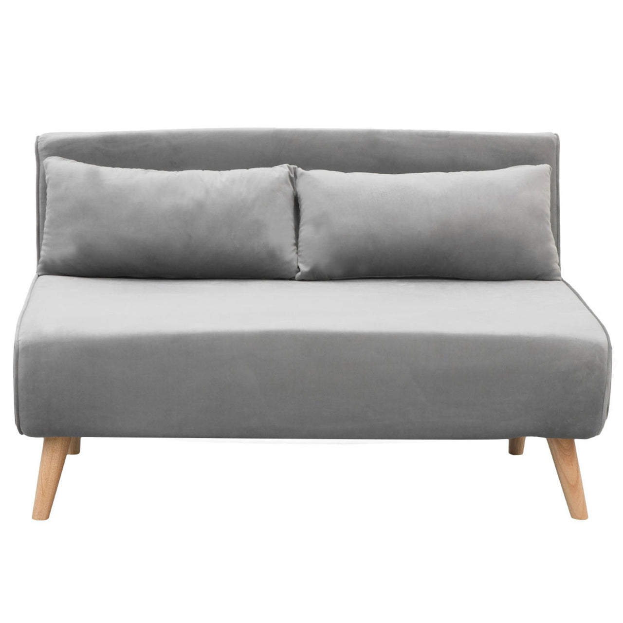 Sarantino 2-Seater Adjustable Sofa Bed Lounge Faux Velvet - Light Grey