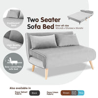 Thumbnail for Sarantino 2-Seater Adjustable Sofa Bed Lounge Faux Velvet - Light Grey