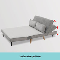 Thumbnail for Sarantino 2-Seater Adjustable Sofa Bed Lounge Faux Velvet - Light Grey