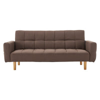 Thumbnail for Sarantino 3-Seater Fabric Sofa Bed Futon - Brown