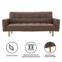 Thumbnail for Sarantino 3-Seater Fabric Sofa Bed Futon - Brown