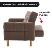 Thumbnail for Sarantino 3-Seater Fabric Sofa Bed Futon - Brown