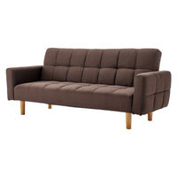 Thumbnail for Sarantino 3-Seater Fabric Sofa Bed Futon - Brown