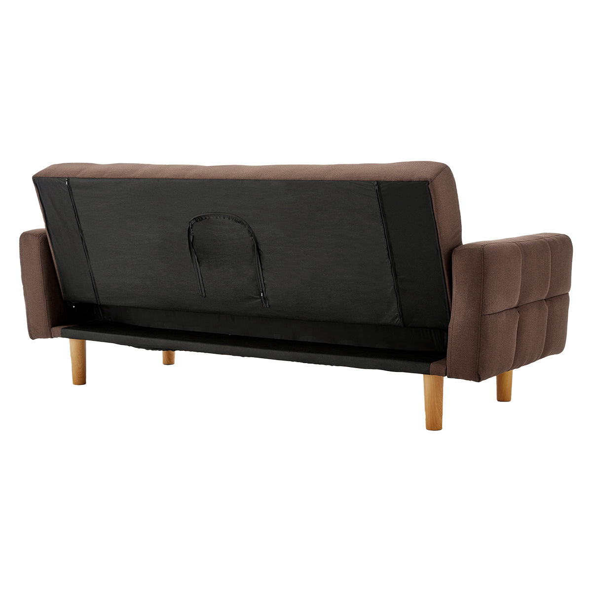 Sarantino 3-Seater Fabric Sofa Bed Futon - Brown