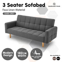 Thumbnail for Sarantino 3-Seater Fabric Sofa Bed Futon - Dark Grey