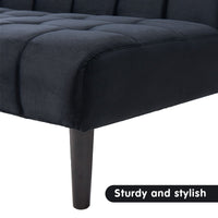 Thumbnail for Sarantino Faux Suede Fabric Sofa Bed Furniture Lounge Seat Black