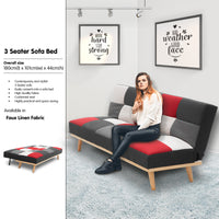 Thumbnail for Sarantino 3 Seater Modular Linen Fabric Wood Sofa Bed Couch - Multi-colour