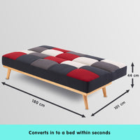 Thumbnail for Sarantino 3 Seater Modular Linen Fabric Wood Sofa Bed Couch - Multi-colour