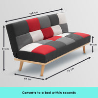 Thumbnail for Sarantino 3 Seater Modular Linen Fabric Wood Sofa Bed Couch - Multi-colour