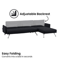 Thumbnail for Sarantino  Mia 3-Seater Sofa Bed with Chaise & 3 Pillows - Black