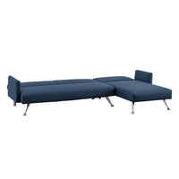 Thumbnail for Sarantino Mia 3-Seater Sofa Bed with Chaise & 3 Pillows - Blue