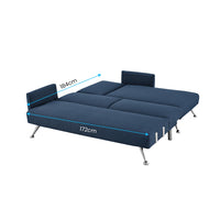 Thumbnail for Sarantino Mia 3-Seater Sofa Bed with Chaise & 3 Pillows - Blue