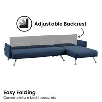 Thumbnail for Sarantino Mia 3-Seater Sofa Bed with Chaise & 3 Pillows - Blue