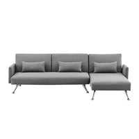 Thumbnail for Sarantino Mia 3-Seater Corner Sofa Bed Chaise and Pillows Dark Grey