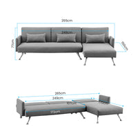 Thumbnail for Sarantino Mia 3-Seater Corner Sofa Bed Chaise and Pillows Dark Grey