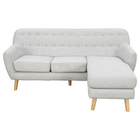 Thumbnail for Sarantino Linen Corner Wooden Sofa Lounge L-shaped with Left Chaise Light Grey