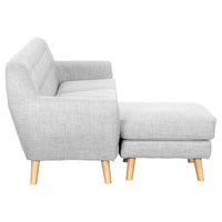 Thumbnail for Sarantino Linen Corner Wooden Sofa Lounge L-shaped with Left Chaise Light Grey