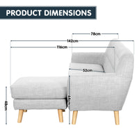 Thumbnail for Sarantino Linen Corner Wooden Sofa Lounge L-shaped with Left Chaise Light Grey